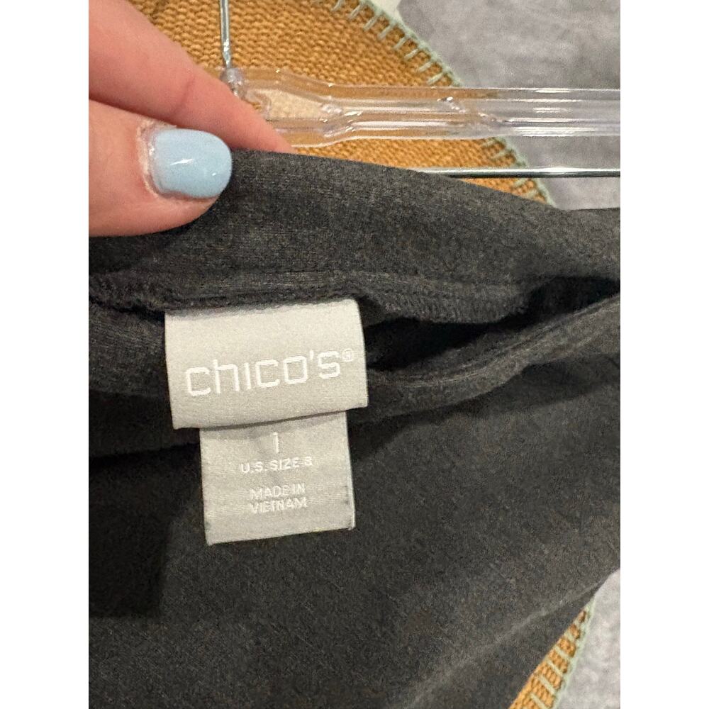 Chico’s Charcoal Gray Ponte Knit Slim Ankle Pants Stud Hem Pull On Sz US 8 (1) - Picture 6 of 6